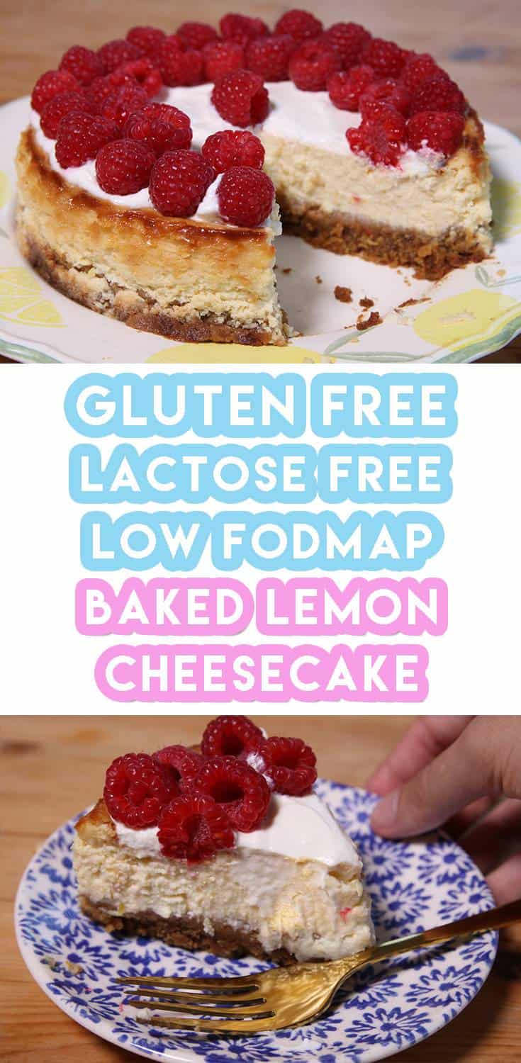 Gluten free baked lemon cheesecake recipe (dairy free and low FODMAP) Pinterest
