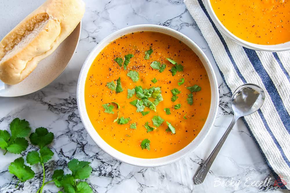5-Ingredient Gluten Free Carrot and Coriander Soup Recipe (dairy free)
