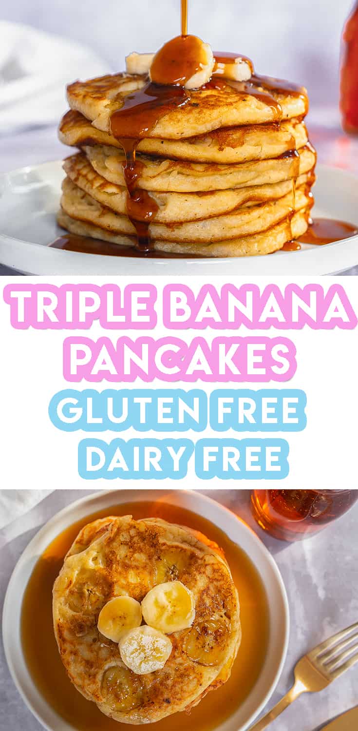 Gluten Free Triple Banana Pancakes Recipe (dairy free)