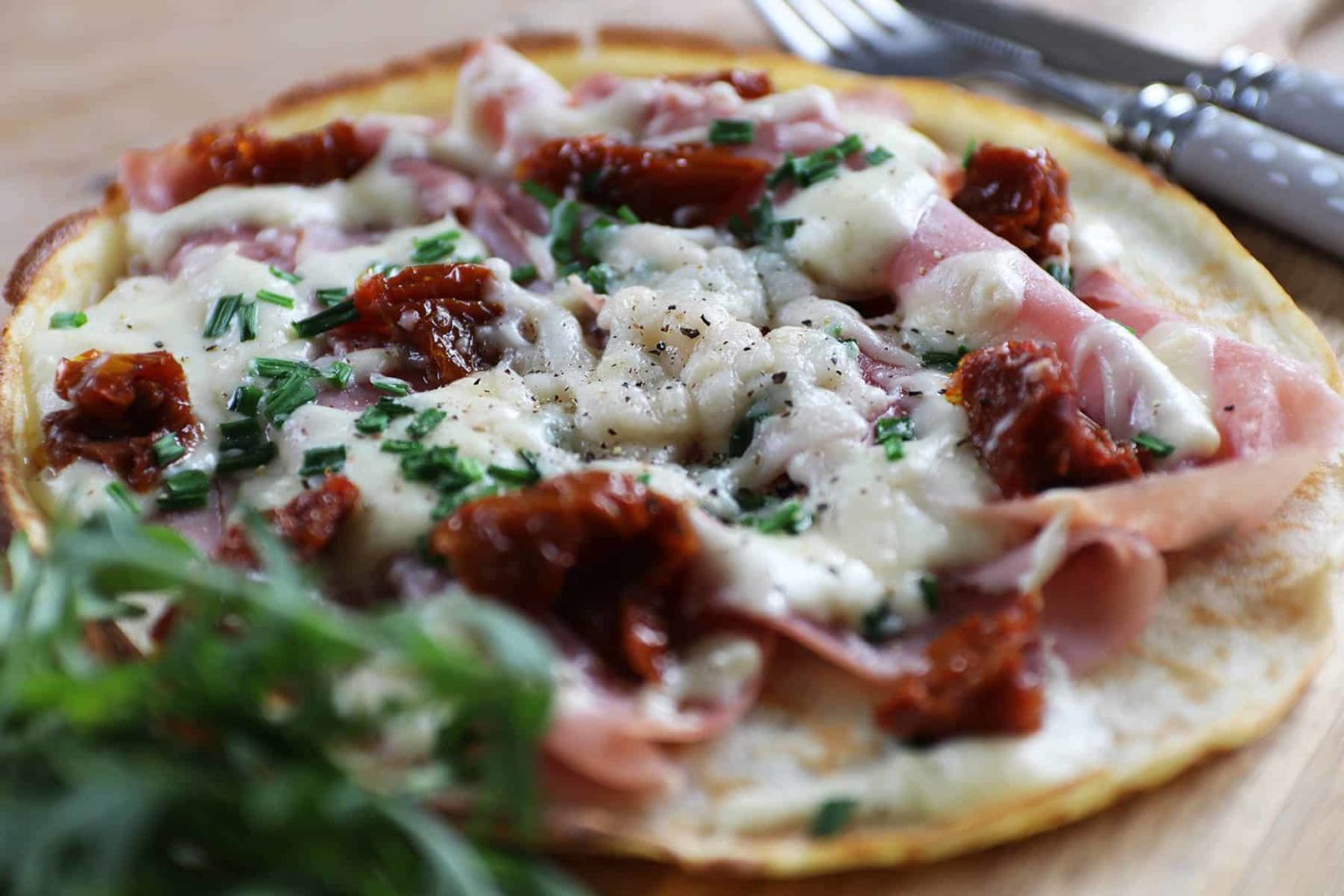 Goats Milk Gluten Free Savoury Pancakes with Cheese and Ham