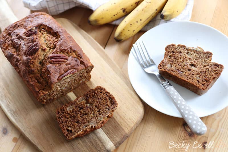 Gluten free banana bread recipe (dairy free, refined sugar free)