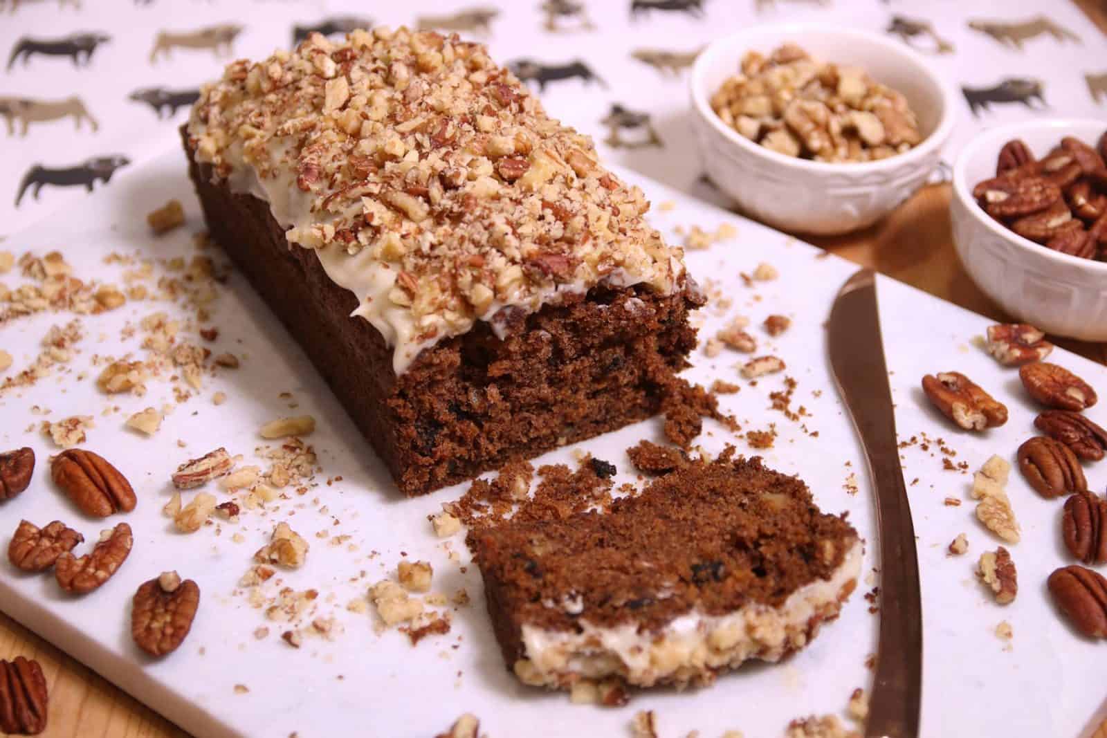 Gluten Free Carrot Loaf Cake Recipe dairy Free Low FODMAP 
