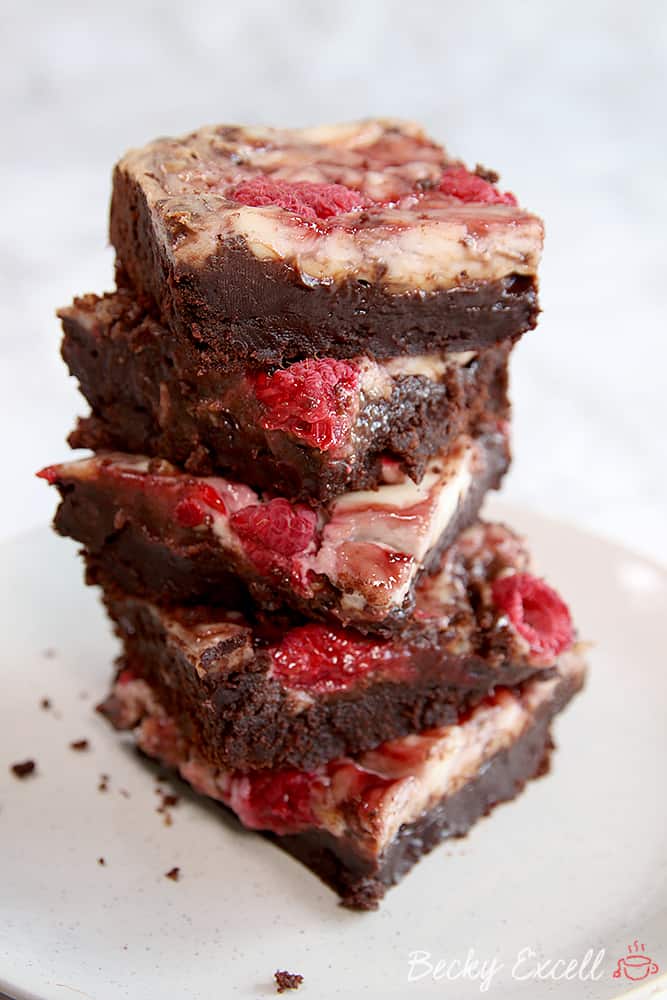 Raspberry Gluten Free Cheesecake Brownie Recipe (dairy free & low FODMAP)