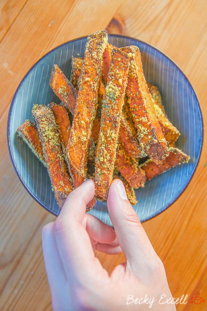Gluten Free Sweet Potato Fries Recipe with a Polenta and Herb Crumb
