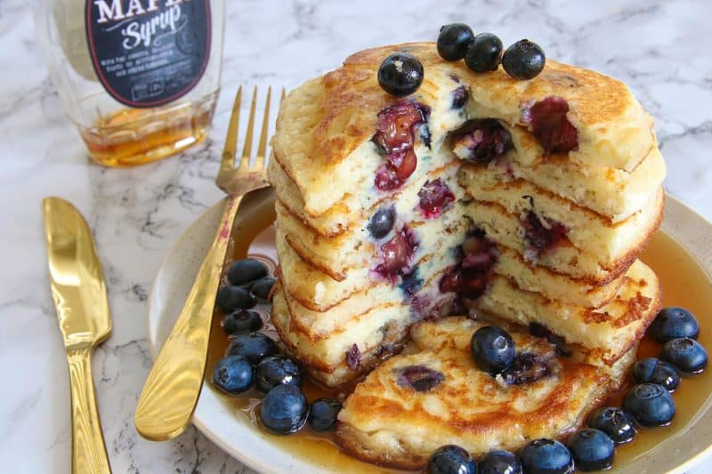 5 Ingredient Gluten Free Blueberry Pancakes Recipe (dairy free, low FODMAP)