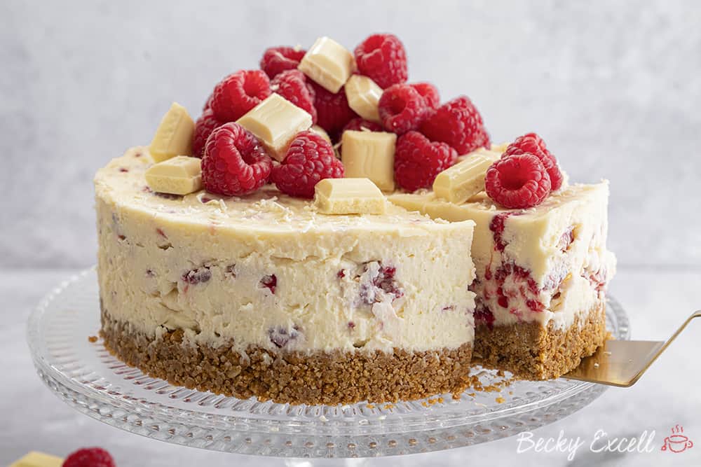 Minha Receita de Cheesecake de Chocolate Branco e Framboesa Sem Glúten (No-Bake)