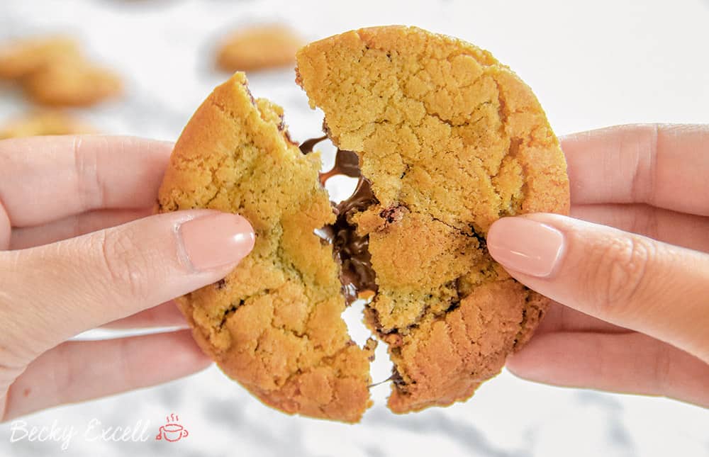 gluten free nutella-stuffed choc chip cookies