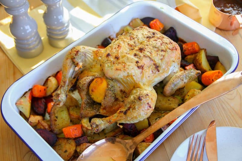 My One Pan Roasted Chicken and Veggies Recipe (gf, df + low FODMAP)