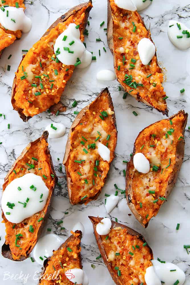 Gluten Free Loaded Sweet Potato Skins Recipe Low Fodmap Vegan