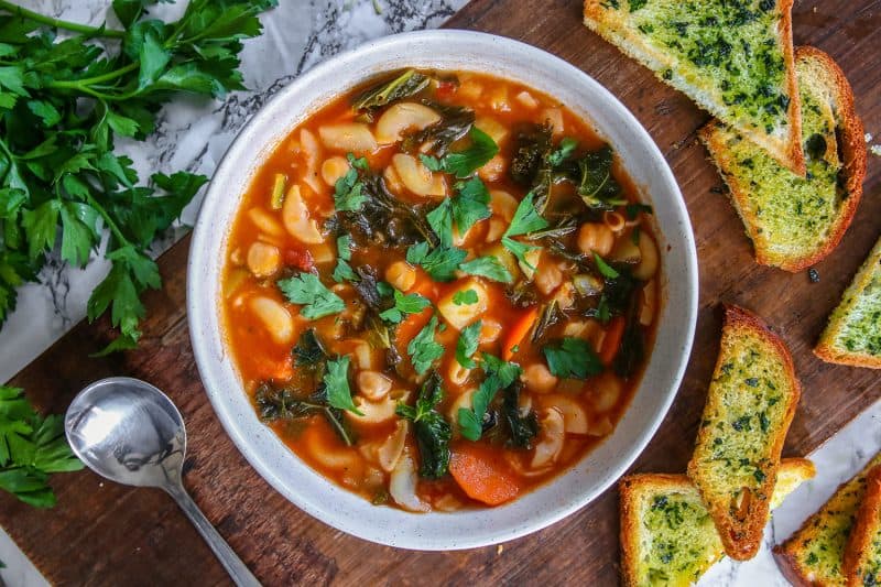 My One-Pot Gluten Free Minestrone Soup Recipe with 3-Ingredient Herby Croutons