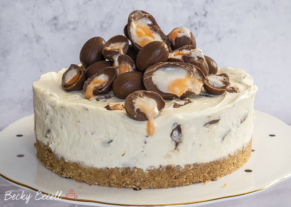 Gluten Free Creme Egg Cheesecake Recipe (No-Bake)