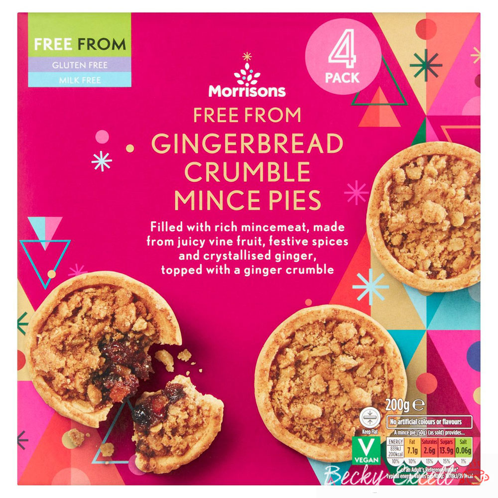 Morrisons gluten-free Christmas products - Free From Gingerbread Crumble Mince Pies