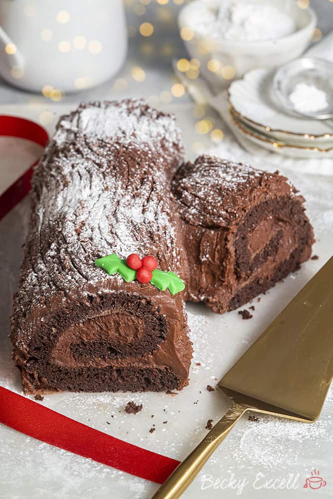 Gluten Free Yule Log Recipe (dairy free option) - BEST EVER!