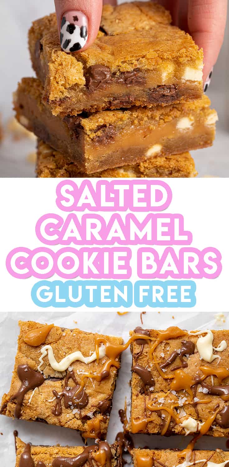Gluten Free Salted Caramel Cookie Bar Recipe (dairy free + vegan option)