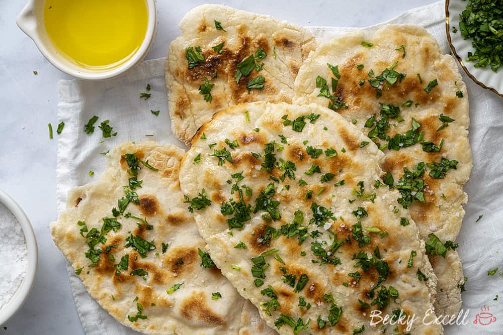 Receta de pan naan sin gluten (vegano, sin lácteos, bajo en FODMAP)