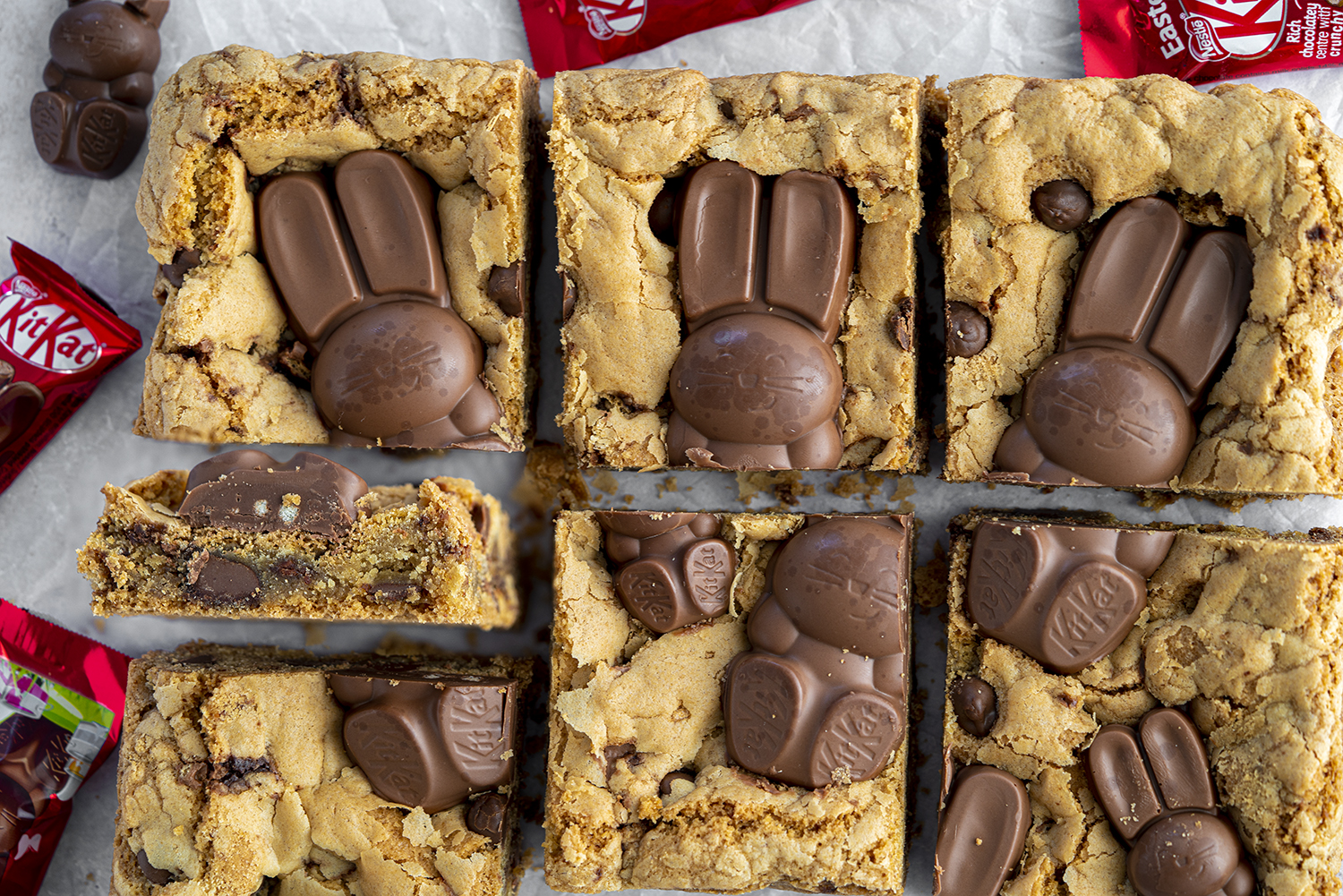 Gluten Free KitKat Bunny Cookie Bars Recipe Easter baking!