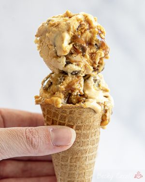 Gluten-free Crunchie Caramel Cookie Dough Ice Cream Recipe (No-Churn)