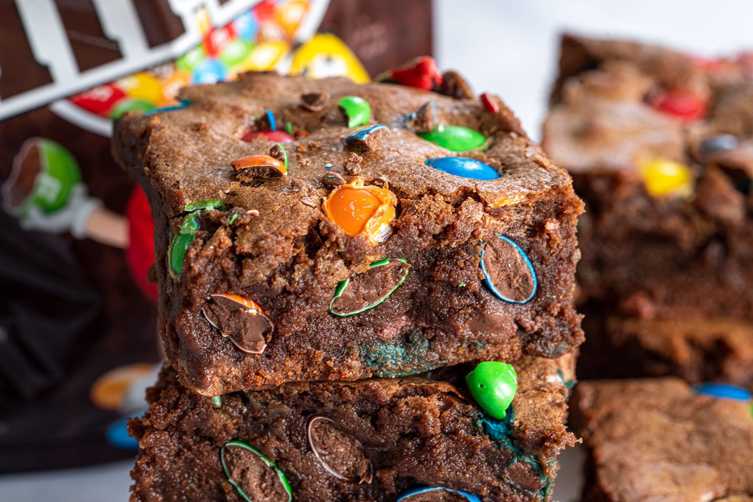 Box Mix Brownies with M&M add ins - Easy and Fun Dessert - Recipes Just 4U