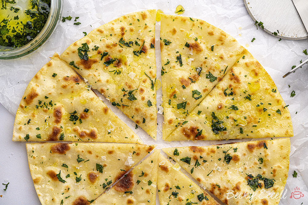Gluten Free Garlic Bread Pizza Recipe (low FODMAP, vegan dairy free option)