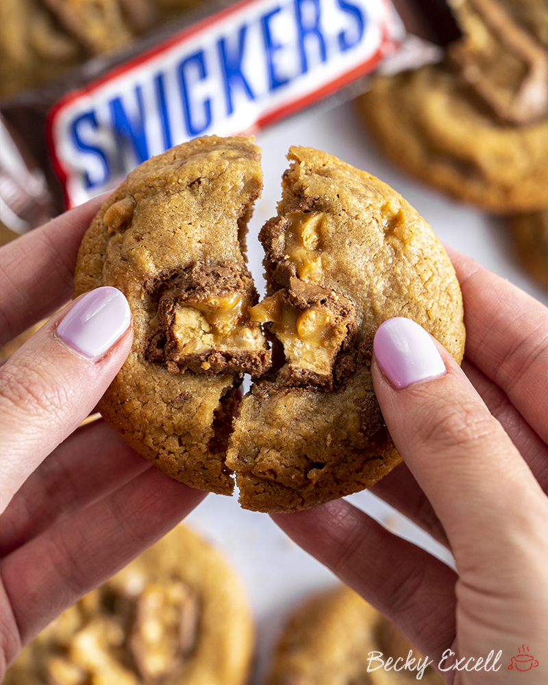 4-Ingredient Snickers Cookies Recipe - SUPER EASY METHOD! (gluten-free)