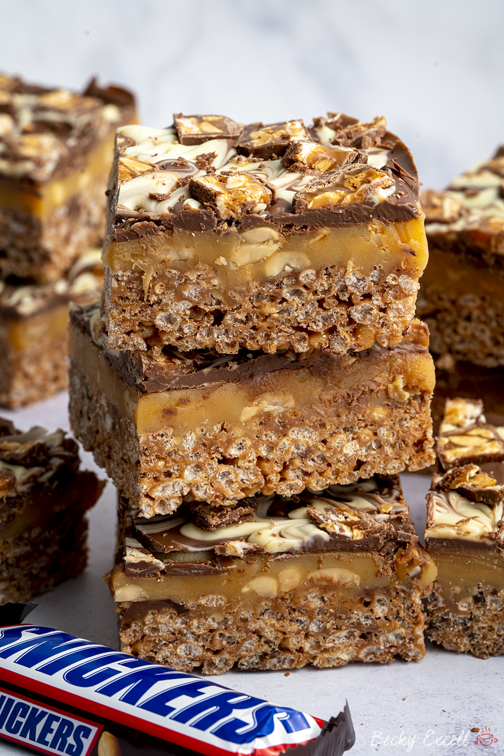 Gluten-free Snickers Millionaire's Rice Crispy Squares Recipe - No-bake
