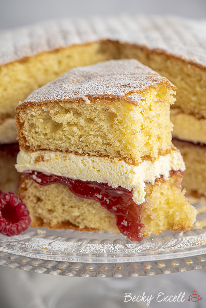 Gluten-free Victoria Sponge Cake Recipe - BEST EVER! (low FODMAP, dairy-free option)