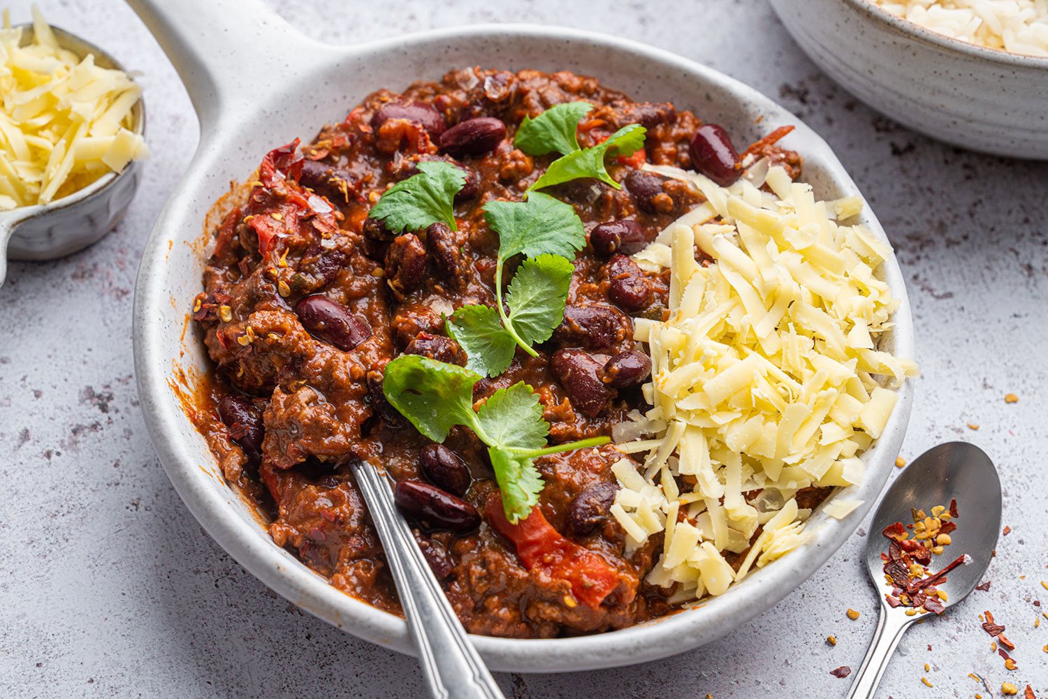 Chilli con carne and rice