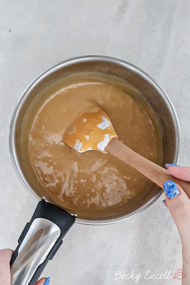 Your caramel should look like this when it's done - golden and thick.