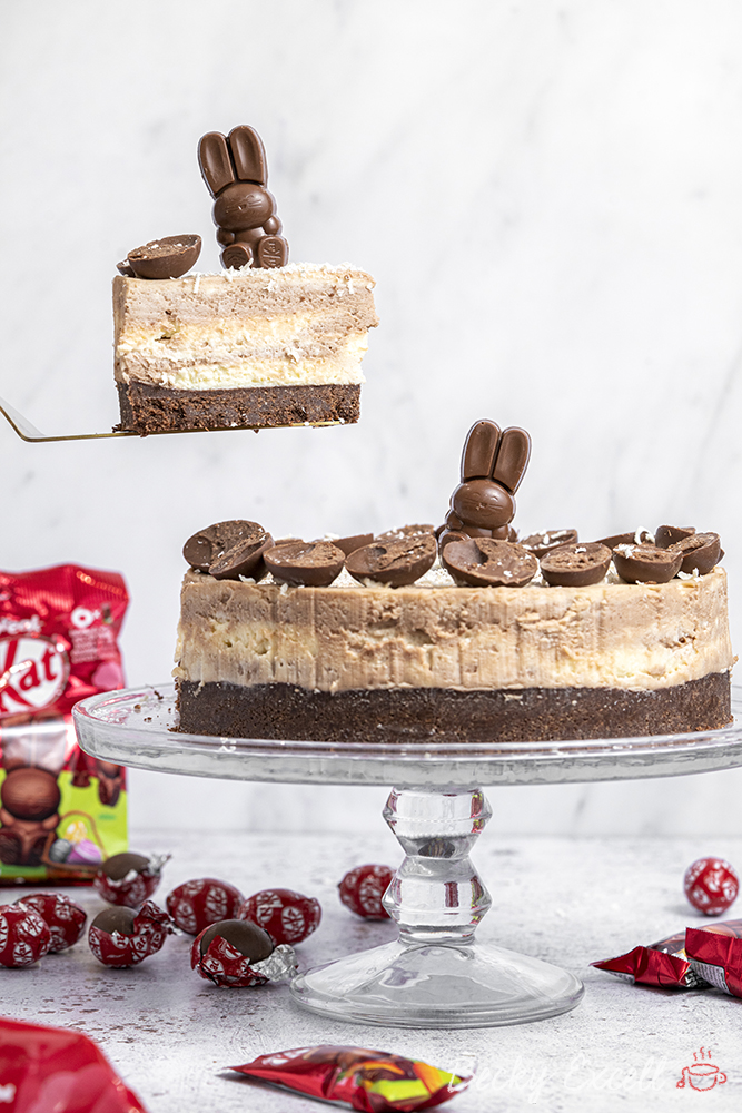 Gluten-free Easter KitKat Marble Cheesecake Recipe - No-Bake (dairy-free option)