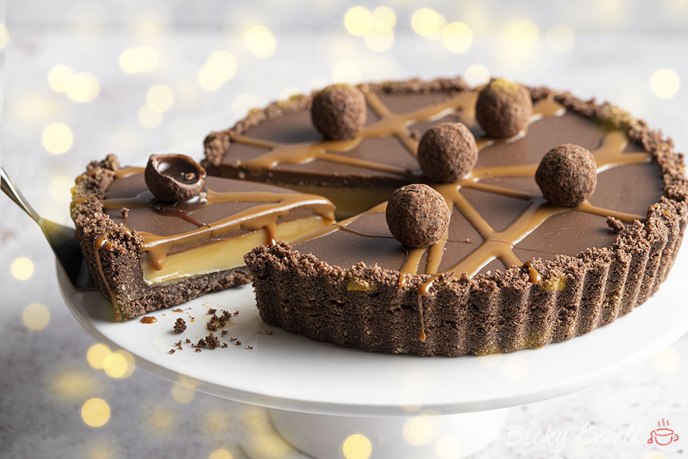 Gluten-free Chocolate Caramel Tart Recipe (No-bake)