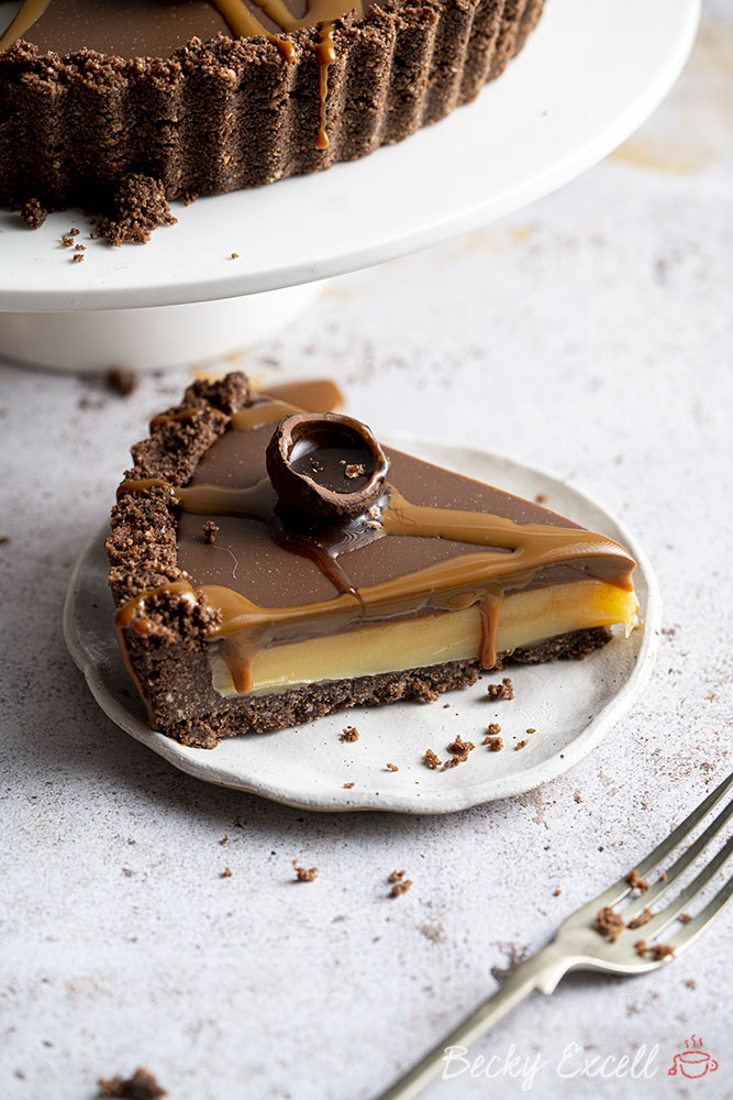 Gluten-free Chocolate Caramel Tart Recipe (No-bake)