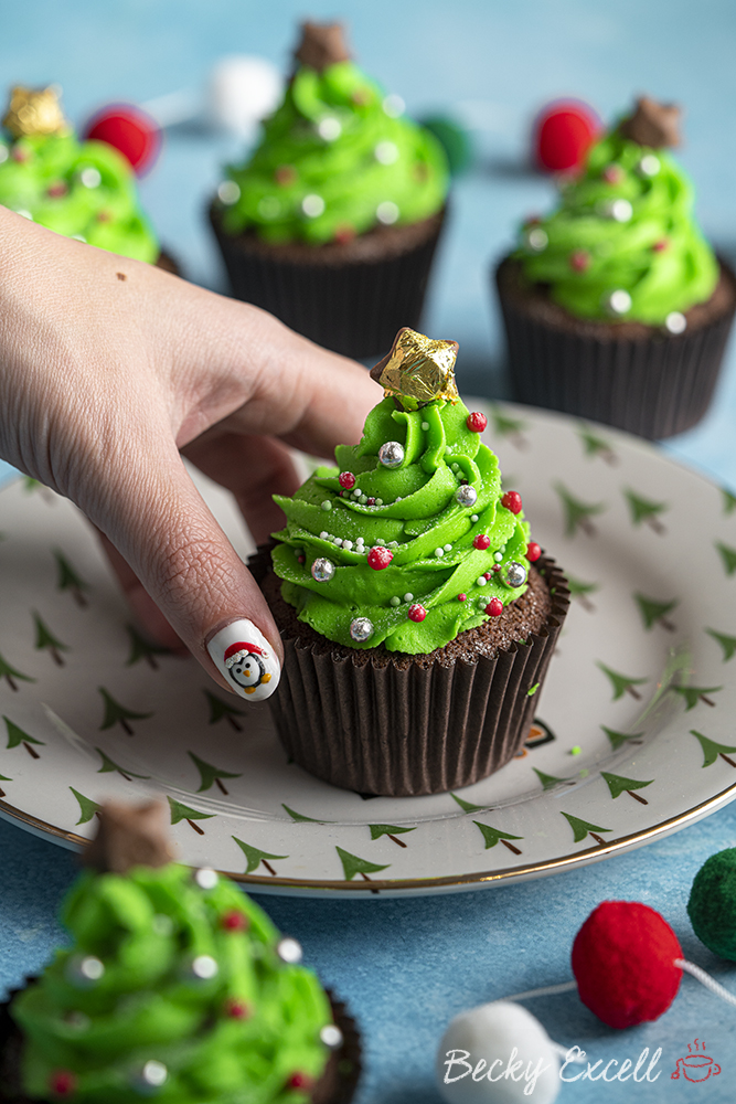 Glutenfree Christmas Tree Cupcakes Recipe (dairyfree option)