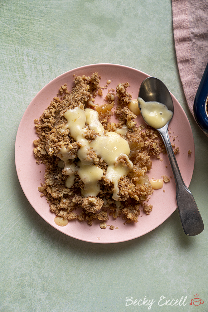 Gluten-free Apple Crumble Recipe with custard