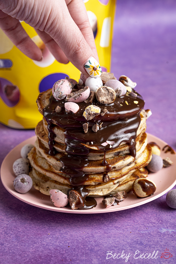 Mini Egg Pancakes Recipe + 2-Ingredient Chocolate Sauce