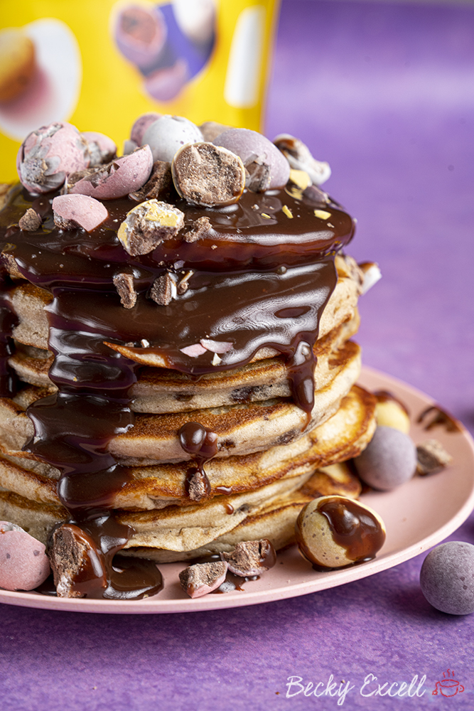 Mini Egg Pancakes Recipe + 2-Ingredient Chocolate Sauce