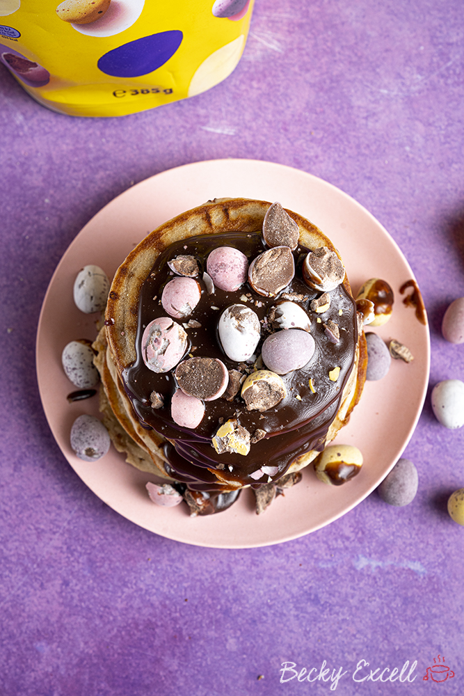 Mini Egg Pancakes Recipe + 2-Ingredient Chocolate Sauce