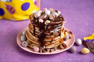 Mini Egg Pancakes Recipe + 2-Ingredient Chocolate Sauce