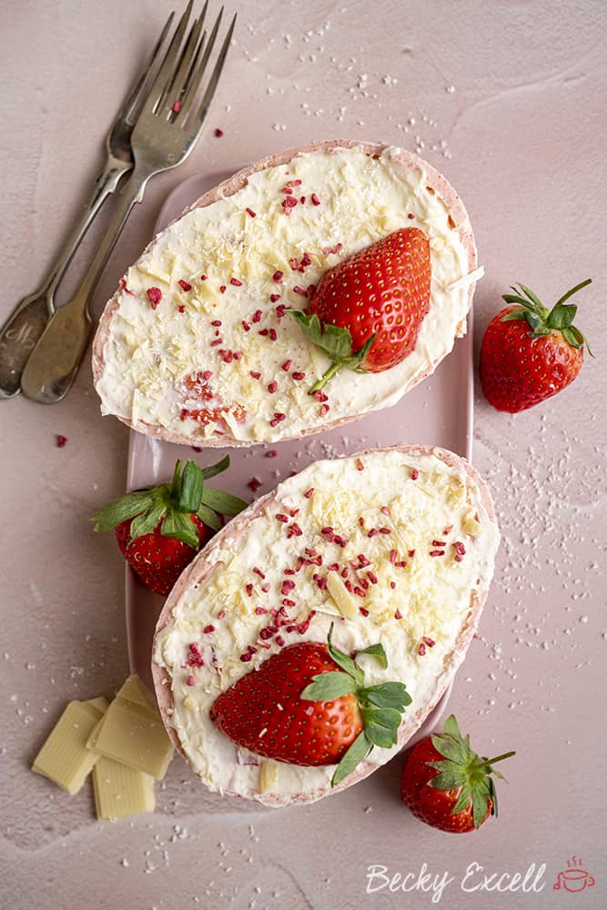 Dairy-free Strawberry and White Chocolate Easter Egg Cheesecake Recipe