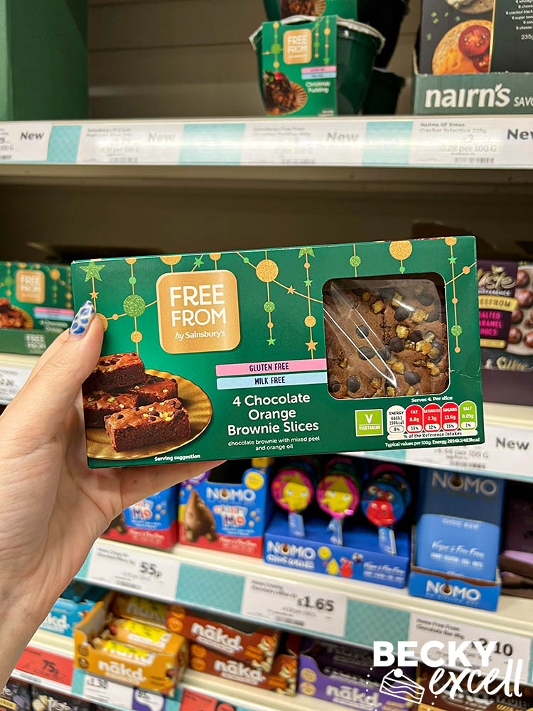 Sainsbury's gluten-free Christmas products: 4 chocolate orange brownie slices