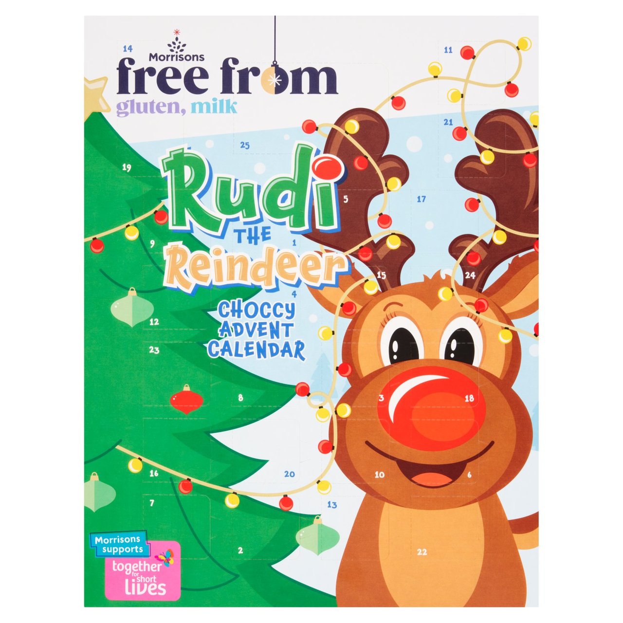 Morrisons gluten-free Christmas products 2023: free from rudi the reindeer choccy advent calendar