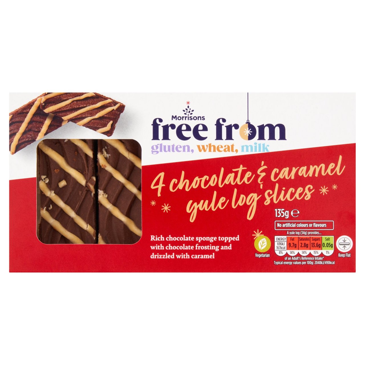 Morrisons gluten-free Christmas products 2023: 4 chocolate and caramel yule log slices