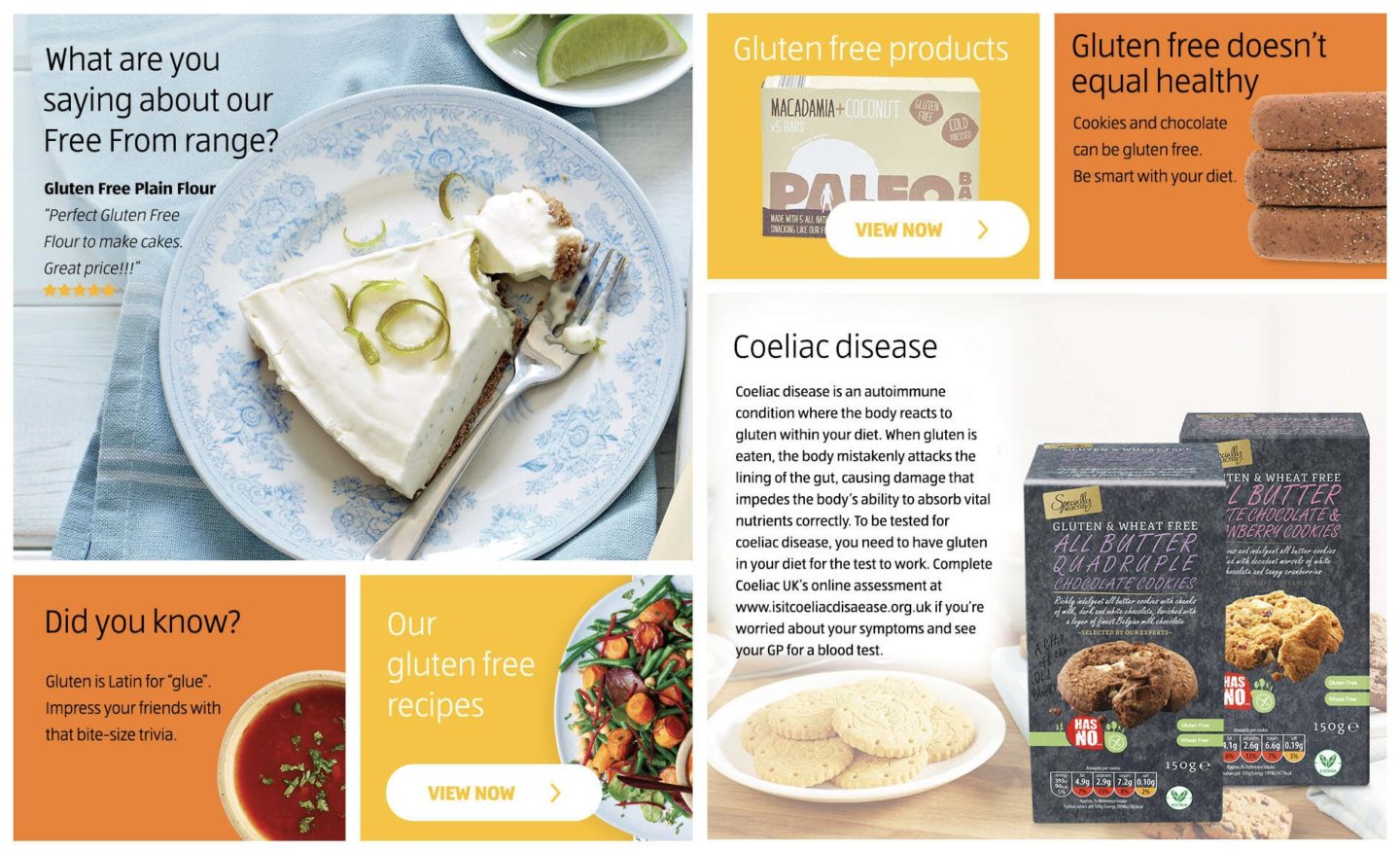 Aldi's out-dated gluten-free landing page