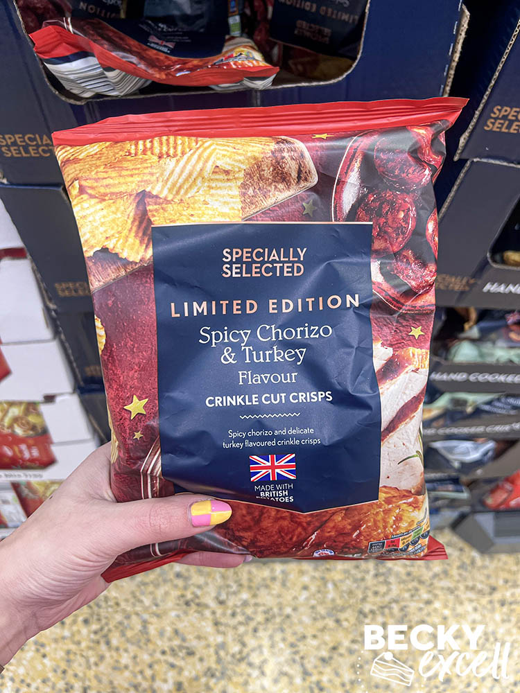 Aldi's gluten-free Christmas products 2023: spicy chorizo and turkey flavour crinkle cut crisps