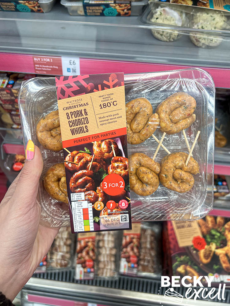 Waitrose's gluten-free Christmas products 2023: party food 8 pork and chorizo whirls