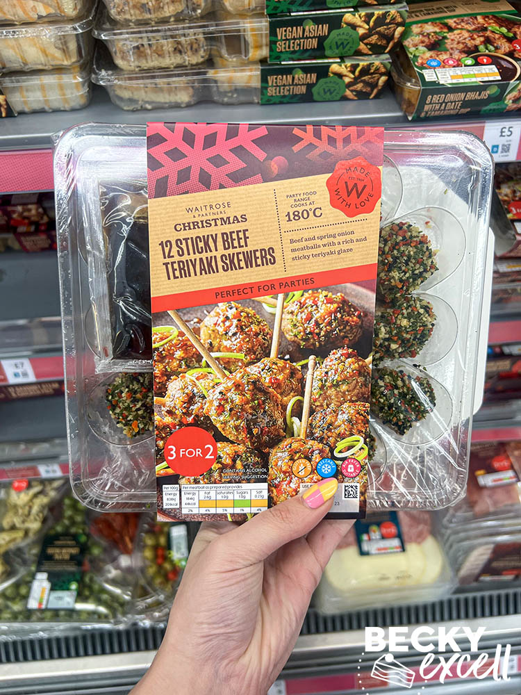 Waitrose's gluten-free Christmas products 2023: party food 12 sticky beef teriyaki skewers