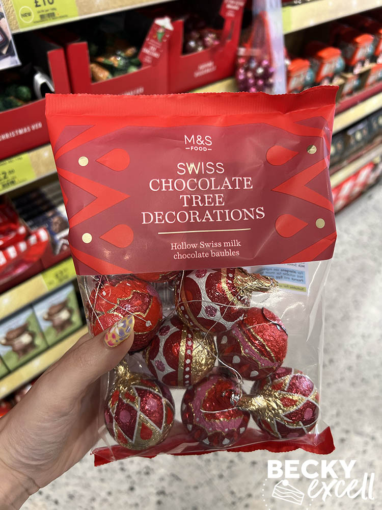 M&S food swiss chocolate tree decorations