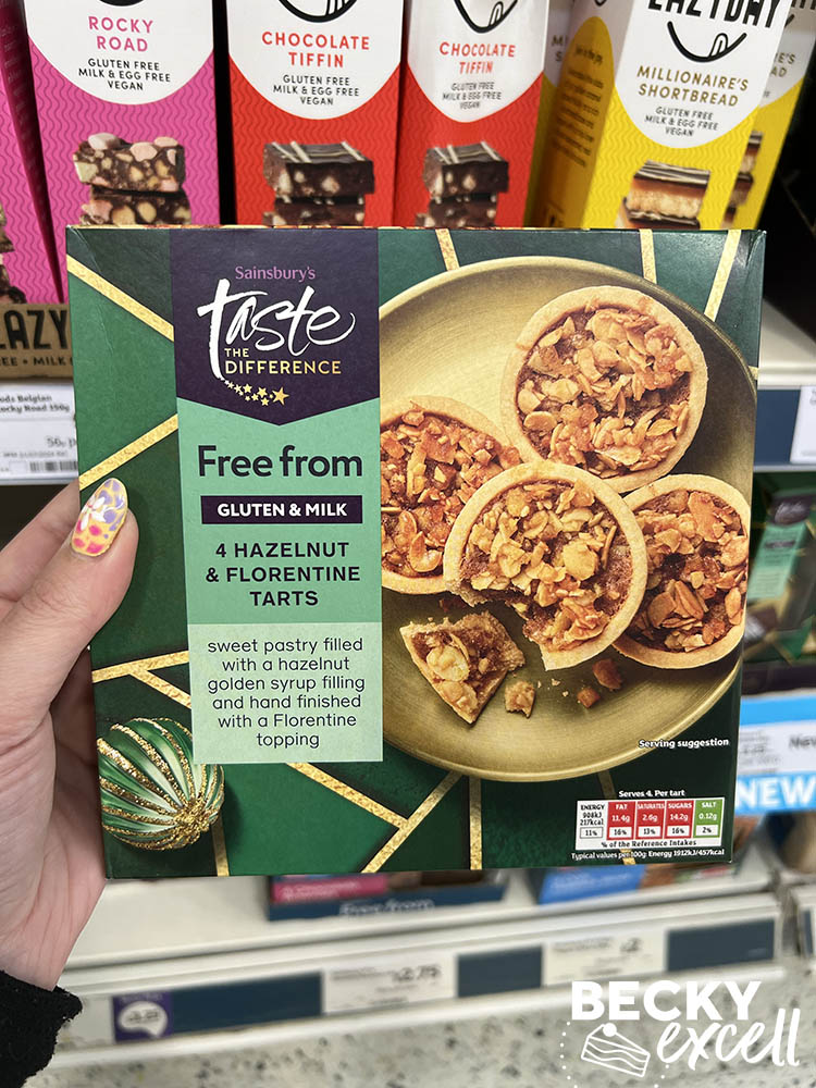 Sainsbury's Taste the difference free from gluten and milk 4 hazelnut and florentine tarts