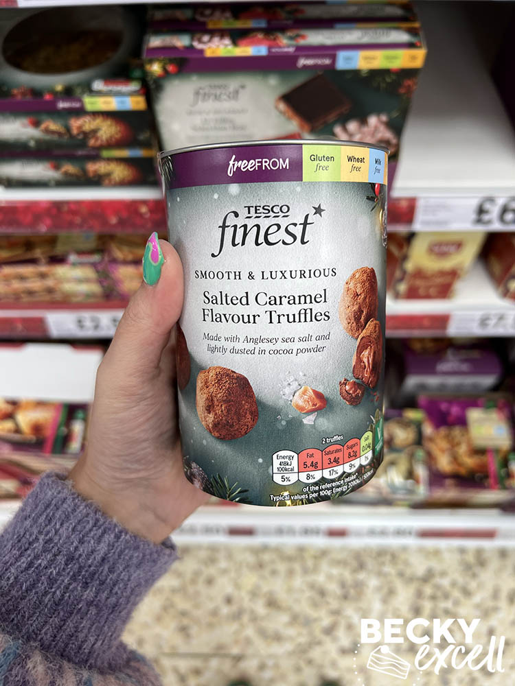 Tesco finest salted caramel flavour truffles 2024