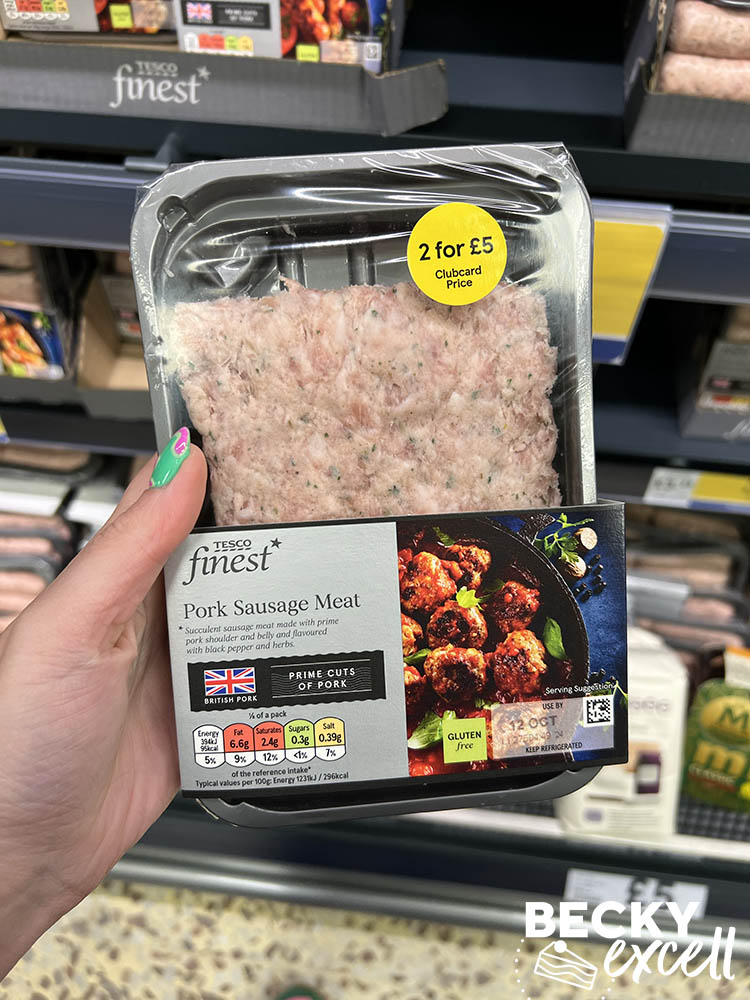 Tesco finest pork sausage meat gluten-free