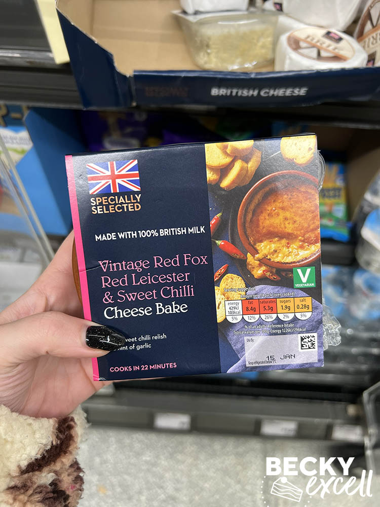 Specially selected vintage red fox red leicester and sweet chilli cheese bake Aldi's gluten-free Christmas products 2024